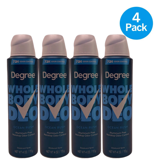 Degree Whole Body Deodorant Spray Ocean Rush 4oz 4-pack bottles
