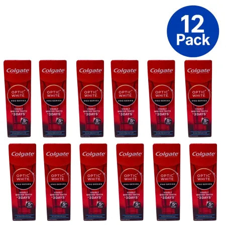 Colgate Optic White Pro Series Stain Prevention Toothpaste 3 oz tubes in 12-pack box
