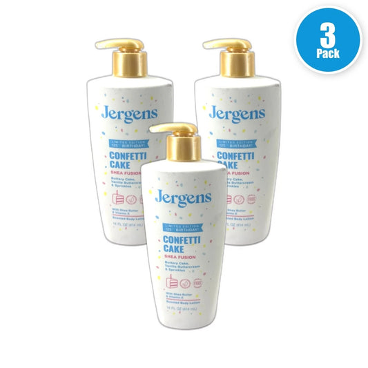 Jergens Shea Fusion Confetti Cake Body Lotion Shea Butter 14 Fl Oz Pack of 3 New