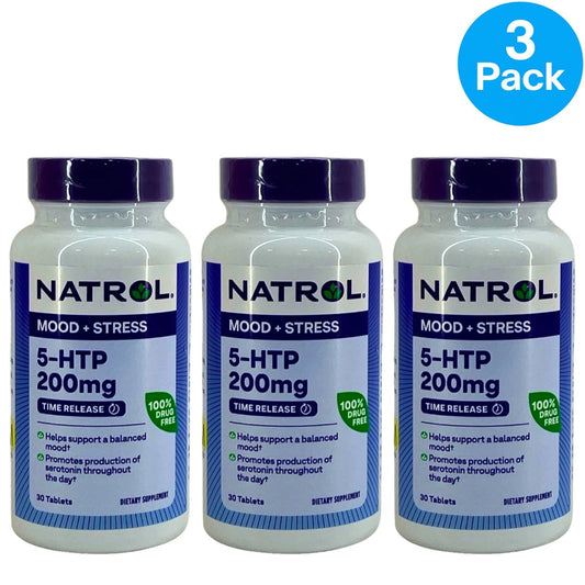 Natrol 5-HTP 200mg Time Release 30 Tablets 3 Pack New Exp 02/2027