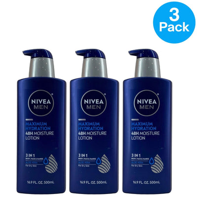 Nivea Men Maximum Hydration Lotion 16.9 Oz 3 Pack New