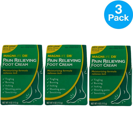 MagniLife DB Pain Relieving Foot Cream 4 oz 3 Pack for tingling burning itching neuropathy relief