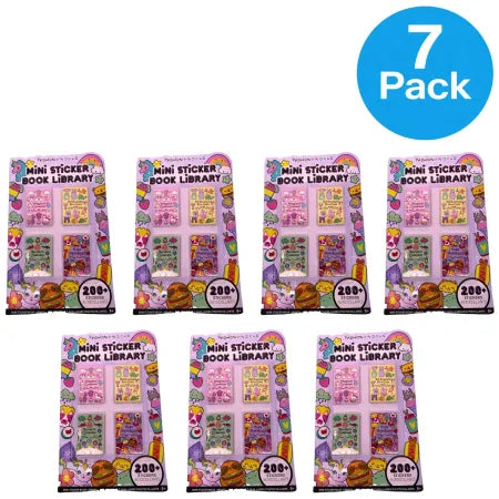 Fashion Angels Mini Sticker Book Library 7-Pack Set featuring 1400+ colorful stickers for creative play