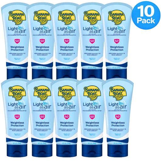 Banana Boat Light as Air Sunscreen Lotion SPF 50+ 6 oz 10 Pack Exp 03/2027