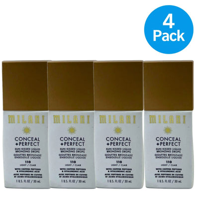 Milani Conceal + Perfect Sun Kissed Liquid Bronzing Drops 110 Light 30ml 4 Pack