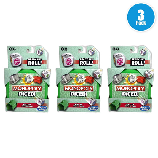 Hasbro Monopoly Diced Game Ready Set Roll Family Game Factory Pack of 3 New