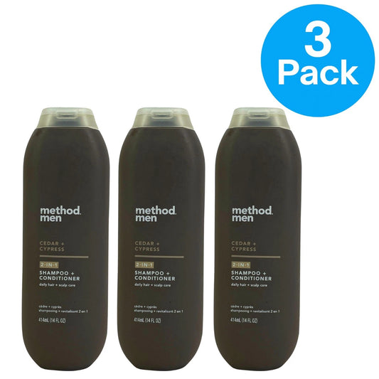 Method Men 2-in-1 Shampoo + Conditioner - Cedar + Cypress - 14oz - 3 Pack