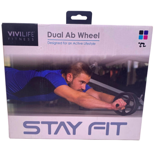 VIVILIFE Fitness Dual Ab Wheel Core Upper Body Strength Roller Black 1 Pack New