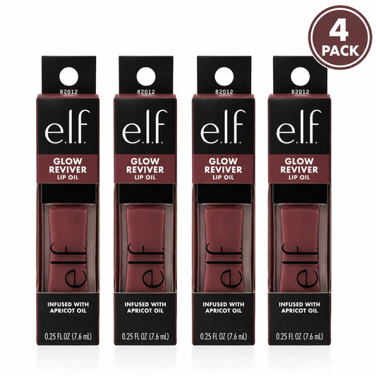 e.l.f. Glow Reviver Lip Oil Jam Session Infused with Apricot Oil 0.25 oz 4 Pack