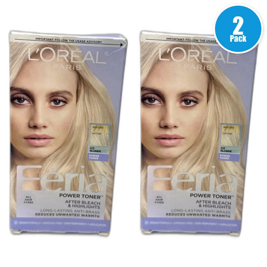 L'Oréal Feria Power Toner Anti-Brass Demi-Permanent Ice Blonde Pack of 2 New