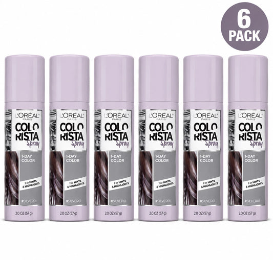 L'Oreal Paris Colorista Spray 1-Day Color Silver01 Temporary Hair Color 6 Pack