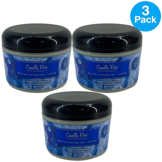 Camille Rose Black Castor Oil + Chebe Deep Conditioner Hair Treatment 3 Pack New