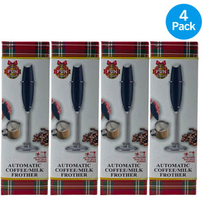 The Original Fun Workshop Automatic Coffee/Milk Frother Black 4 Pack Bundle