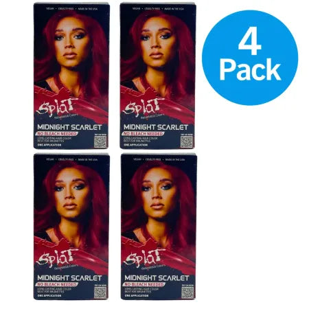 Splat Midnight Scarlet Hair Color No Bleach Needed Semi-Permanent 4 Pack Bundle