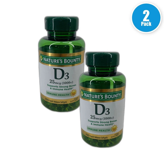 Nature's Bounty Vitamin D3 IU Soft Gels Immune 500 Total Exp 06/29 Pack of 2 New