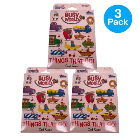 Briarpatch Richard Scarry's Things That Go Card Game 3 Pack box set with colorful vehicle illustrations