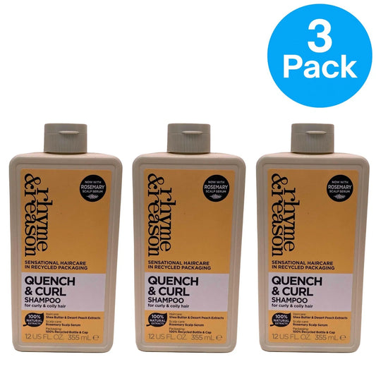 Rhyme & Reason Quench & Curl Shampoo 3 pack bundle for curly and coily hair types