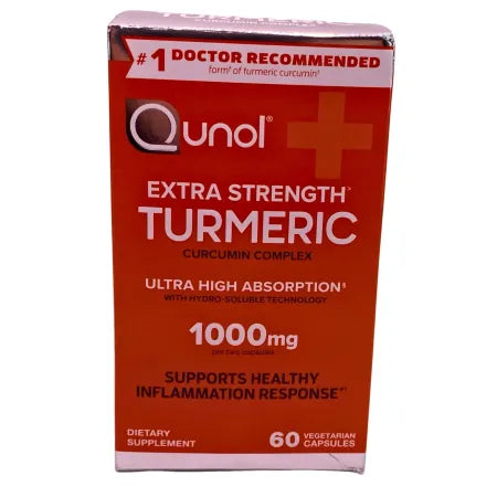 Qunol Extra Strength Turmeric Curcumin 1000mg supplement bottle - 60 capsules for wellness support