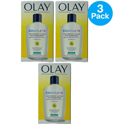 Olay Complete Lightweight Lotion With Sunscreen Broad Spectrum SPF 15 3 Pack New
