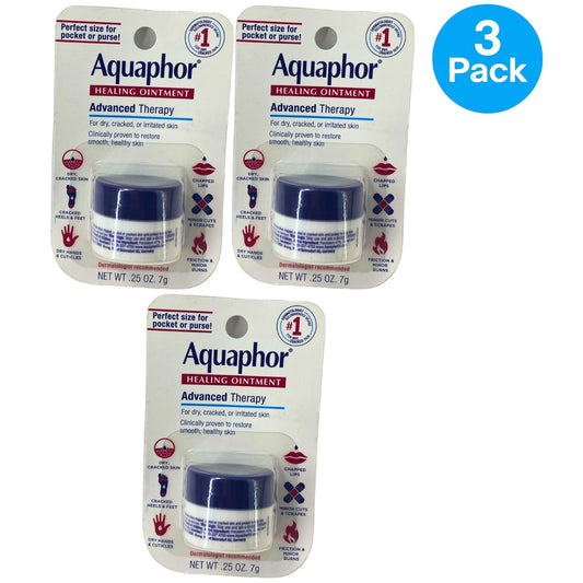 Aquaphor Healing Ointment Advanced Therapy Pocket Size 0.25 Oz Jar 3 Pack New