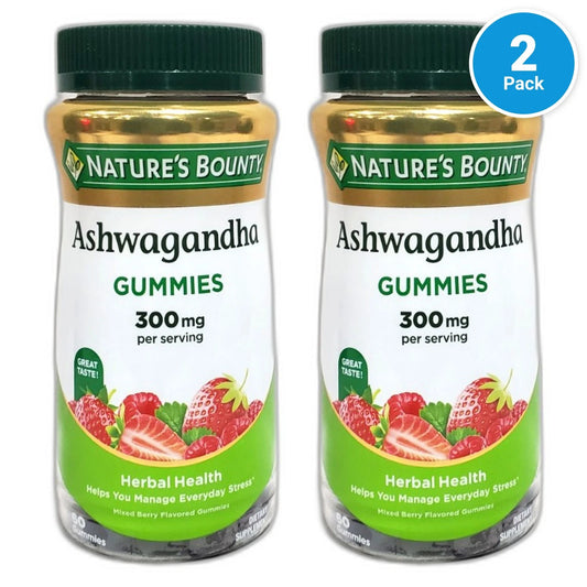 Nature's Bounty Ashwagandha Gummies Mixed Berry 180ct Exp 03/27 Pack of 2 New
