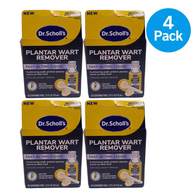 Dr. Scholl's Plantar Wart Remover Liquid 1/3 fl oz 4 Pack New