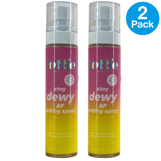 Lottie London Stay Dewy AF Setting Spray Japanese Rose Water 2.7 oz 2 Pack Bundl