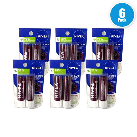 Nivea Blackberry Tinted Lip Care Balm 12 Total Pack of 6 New