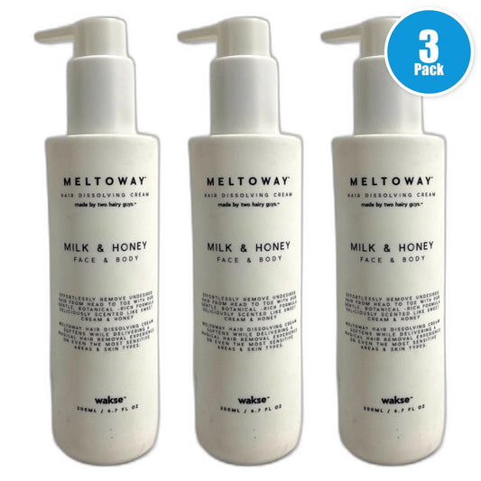 Wakse Meltoway Hair Dissolving Cream Face Body Milk Honey 6.7oz Pack of 3 New
