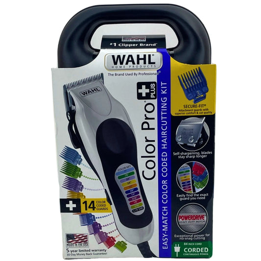 Wahl Color Pro Plus Haircutting Kit Corded Clipper 14 Color Coded 1 Pack New