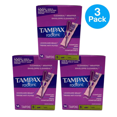 Tampax Radiant Super Tampons Unscented 14 Count 3 Pack New