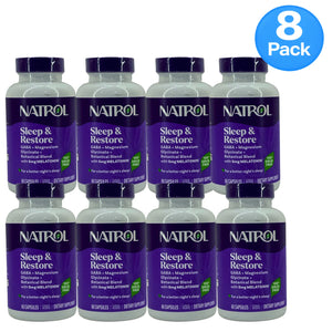 Natrol Sleep & Restore Melatonin 5mg GABA Magnesium Glycinate 60 Capsules 8 Pack