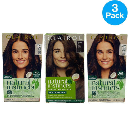 Clairol Natural Instincts 4W Dark Warm Brown Hair Color 3 Pack New