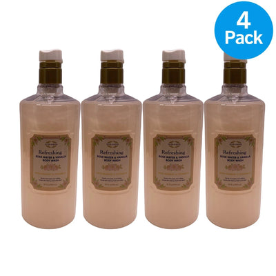River & Rowe Rose Water & Vanilla Body Wash 32 fl oz 4 Pack New
