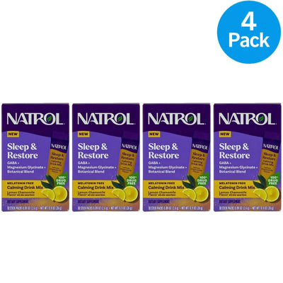 Natrol Sleep & Restore Calming Drink Mix Lemon Chamomile 4 Pack New