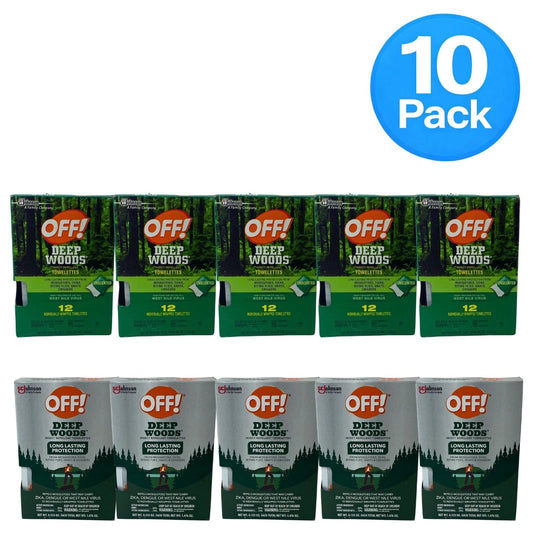 OFF! Deep Woods Insect Repellent Towelettes 1.476 oz 10 Pack New