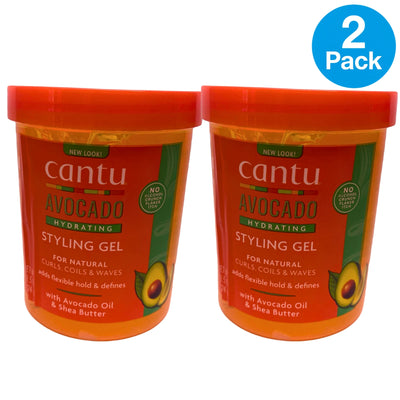Cantu Avocado Hydrating Styling Gel Avocado Oil & Shea Butter 18.5 oz (2 Pack)