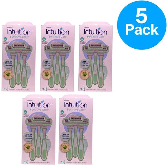 Schick Intuition Sensitive Care Lather Shave Disposable Razors 3 Count 5 Pack