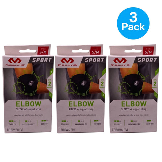 McDavid Sport Elbow Sleeve Support Strap in Small/Medium, 3-pack for athletic support