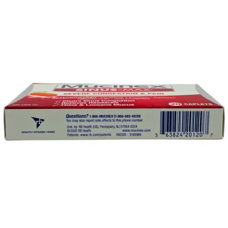 Mucinex Sinus-Max Severe Congestion & Pain 20 Caplets 1 Pack New 3
