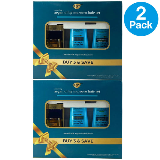 OGX Renewing + Argan Oil of Morocco Hair Set Travel Trio 2 Pack Bundle