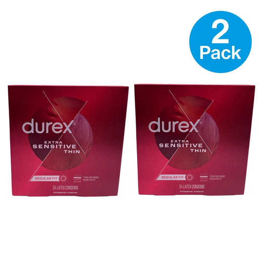 Durex Extra Sensitive Thin Condoms 24 Ct 2 Pack New