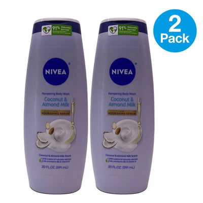NIVEA Coconut & Almond Milk Body Wash 20 fl oz 2 Pack New