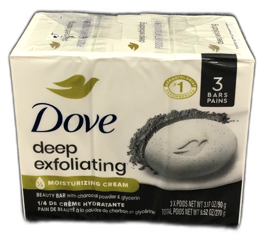 Dove Deep Exfoliating Beauty Bar Charcoal Powder 3.17oz Pack of 1 New