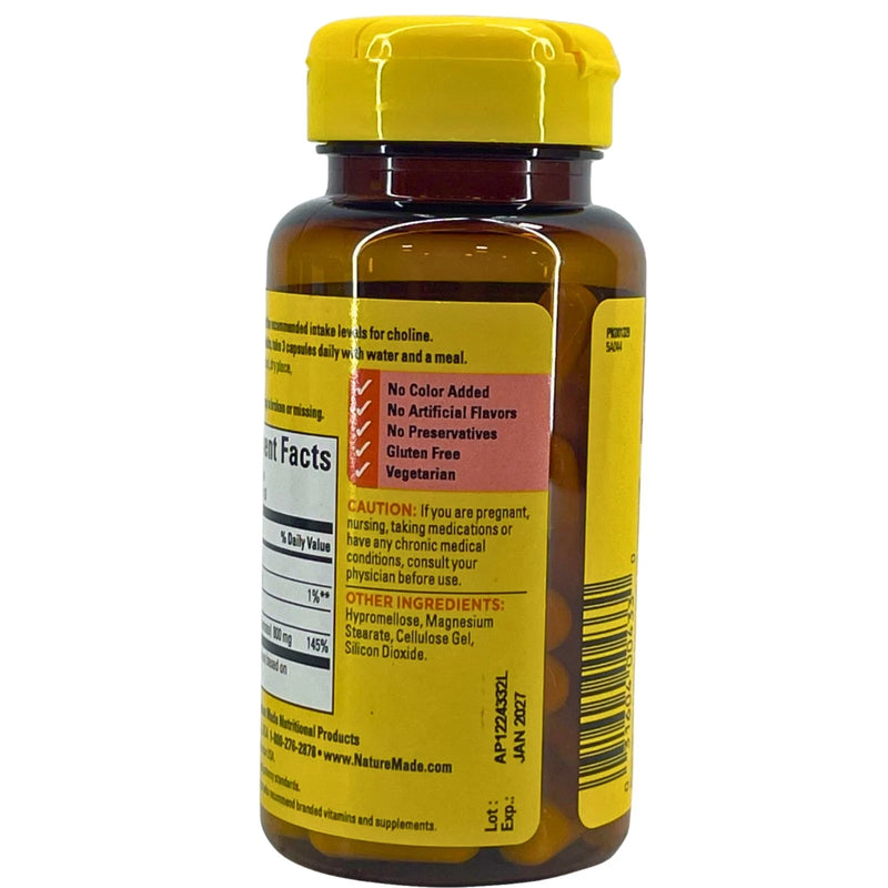Nature Made Choline Extra Strength Dosage 800 mg 60 Capsules 4 Pack Exp 01/27