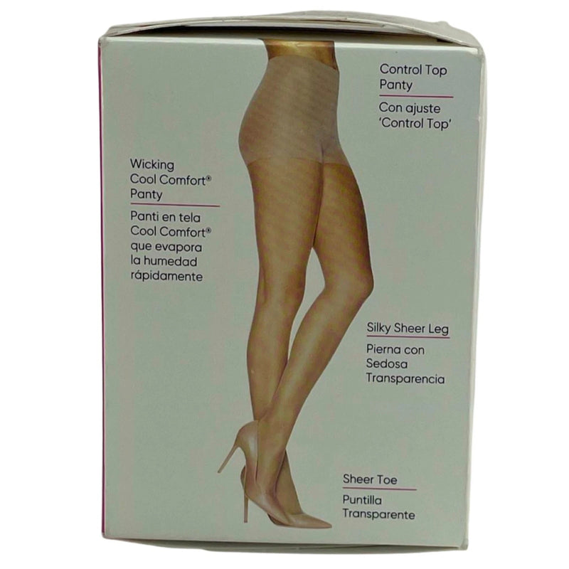 L'eggs Silken Mist Control Top Silky Sheer Tights Nude Size B 3 Pack New
