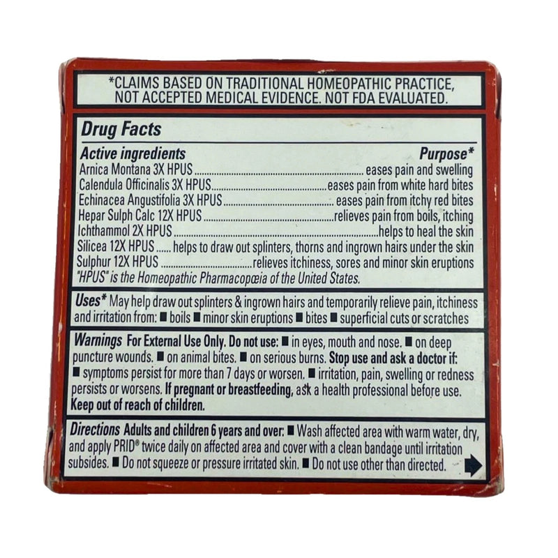 Hyland's PRID Pain Relief & Irritant Drawing Salve 0.63 oz Exp 07/27 (4 Pack)