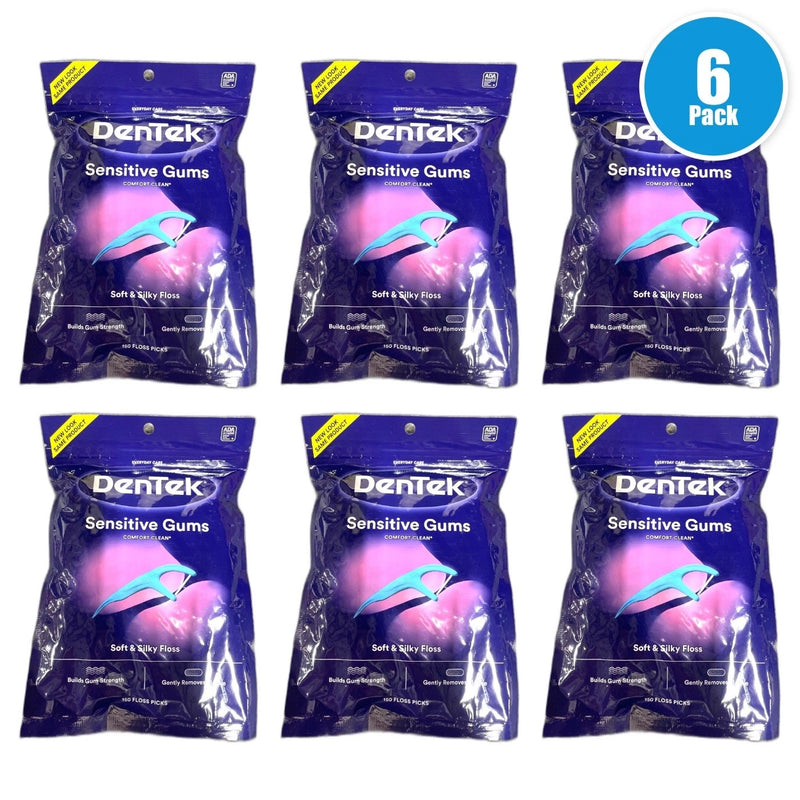 DenTek Sensitive Gums Floss Picks 150ct Pack of 6 New