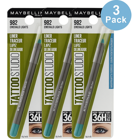 Maybelline Tattoo Studio Liner 982 Emerald Lights 3 Pack New