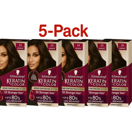 Schwarzkopf Keratin Color Permanent Hair Color, 3.0 Espresso 5-Pack 1